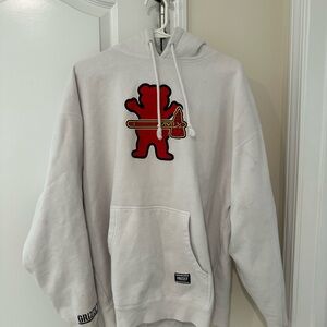 Grizzly Men's Gray Hoodie with Red Bear Design